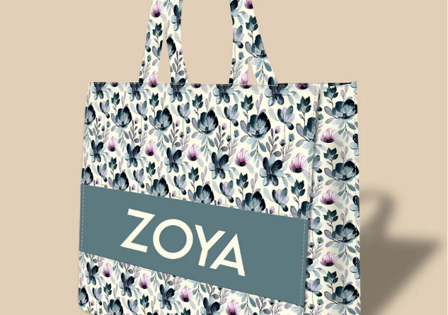 Personalized Tote Bag Designed With Indigo Watercolor Floral Pattern